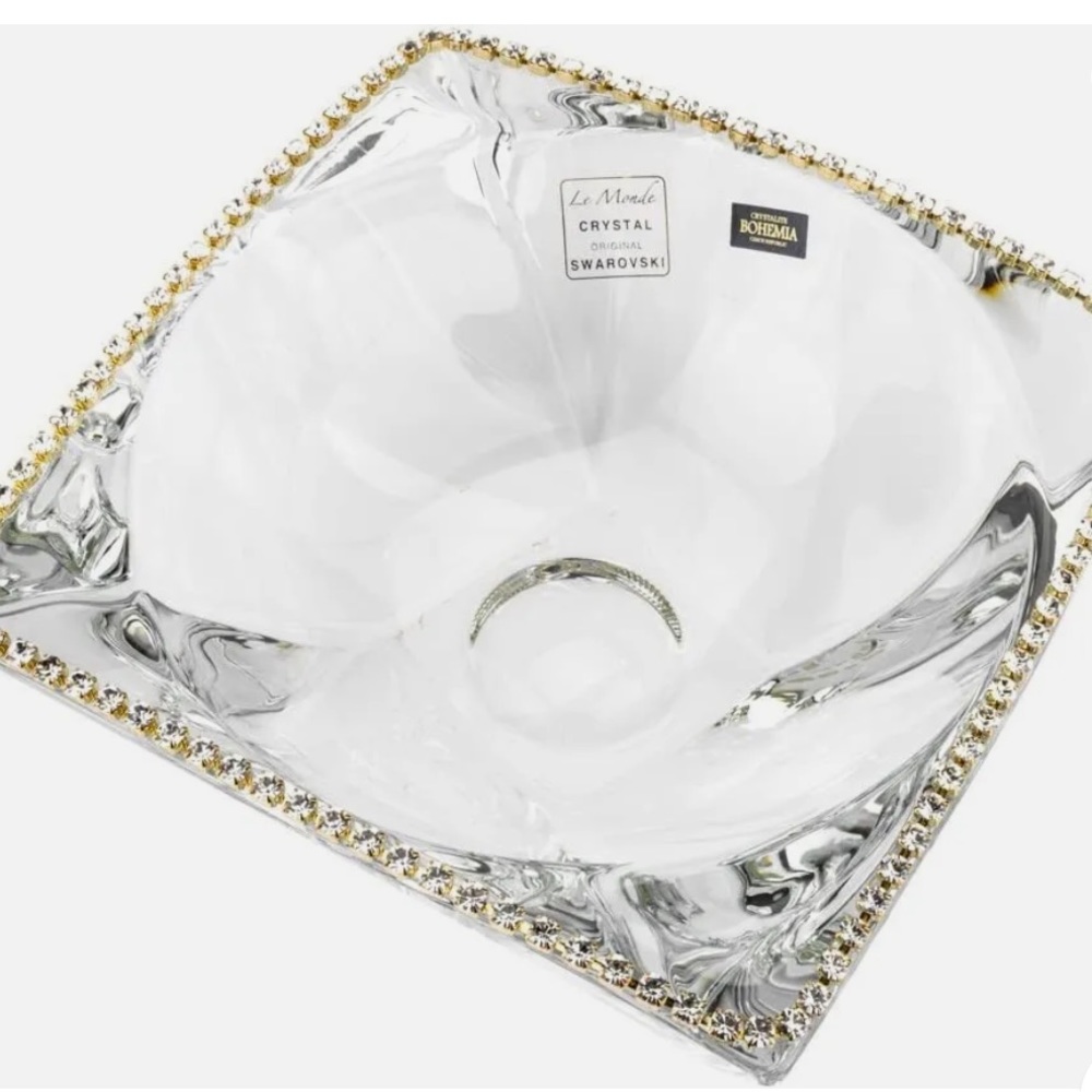 🔥🔥Jozefina Atelier Le Monde Cadeaux GOLD Jeweled With Swarovski Crystals Bowl